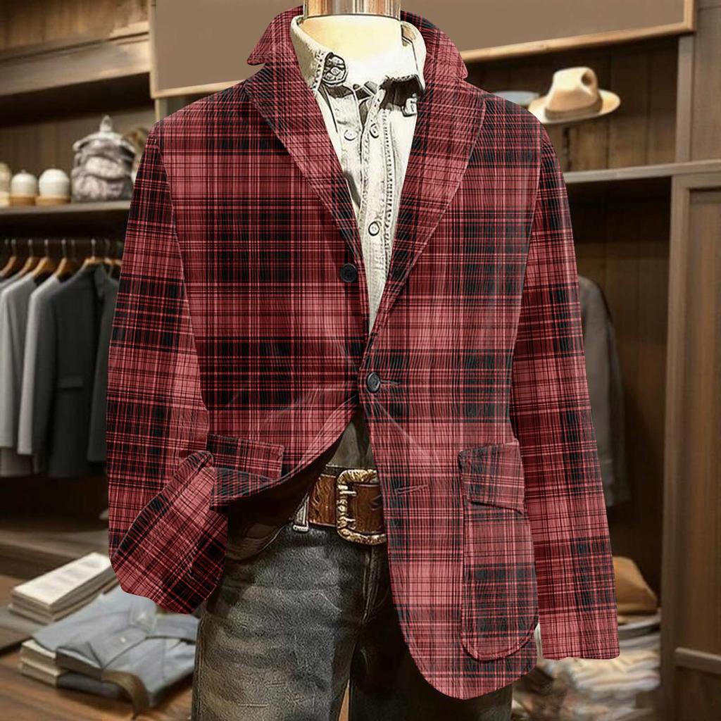 Men's Printed Corduroy Warm Pocket Suit Jacket Cardigan Men's Casual Suit