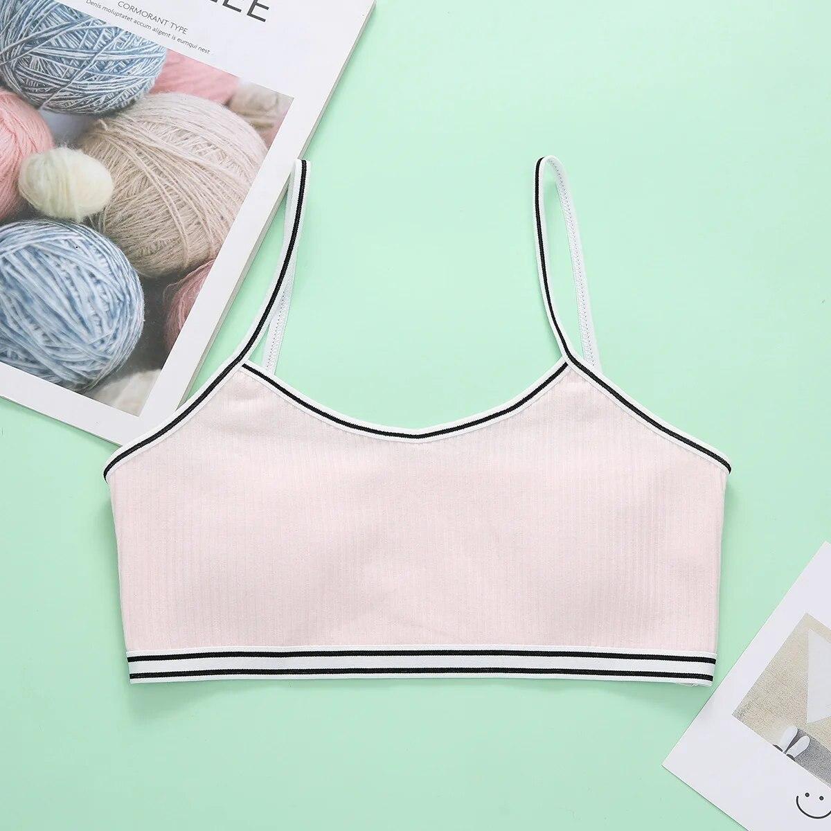 

Детский беспроводной бюстгальтер для ухода за грудью для девочек 8-16 лет, хипстерское хлопковое нижнее белье для девочек-подростков, детский спортивный жилет One Size розовый