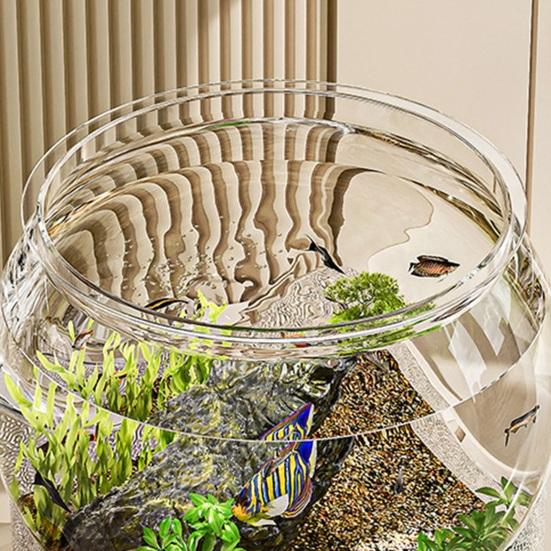 Průhledná kulatá akvarijní mísa pro rybu Betta, zlatou rybku, želvu, plastové akvárium pro rybu Betta, stolní kulaté PET akvárium pro domácí a kancelářskou dekoraci
