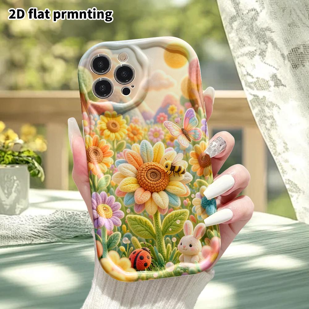 Phone Case: 2D Flat, Suitable for iPhone 18 17 16 15 14 13 12Pro Protective Case, Sunflower Field, Perfect Christmas and Halloween Holiday Gift