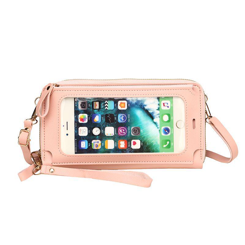 

Женская модная сумка кроссбоди с сенсорным экраном - Компактный кошелек для телефона, монет, карт и ключей 20*11*4cm розовый