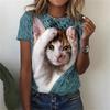 Women's T Shirts Funny 3D Kawaii Cat Print T-Shirts Fashion O-neck Short Sleeve Top Oversized Female Y2k Clothing Cute Girl Tees