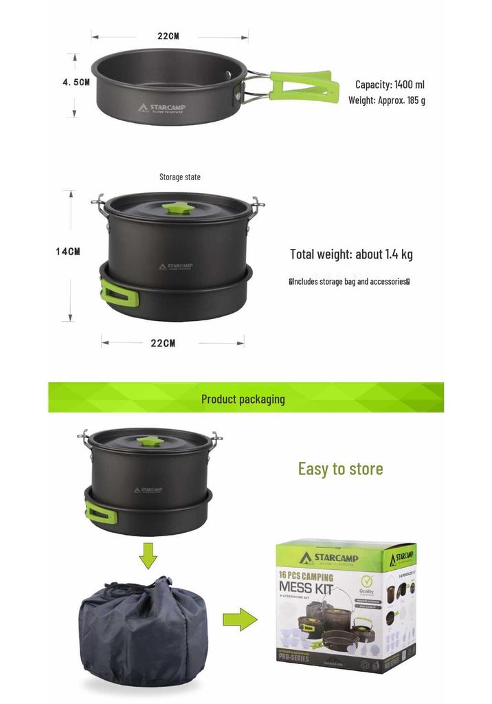 STARCAMP Outdoor Camping Cookware & Cutlery Set