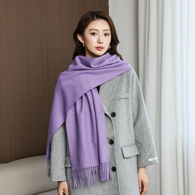 Wool autumn and winter warm scarf warm color scarf solid color simple and versatile gift fashion