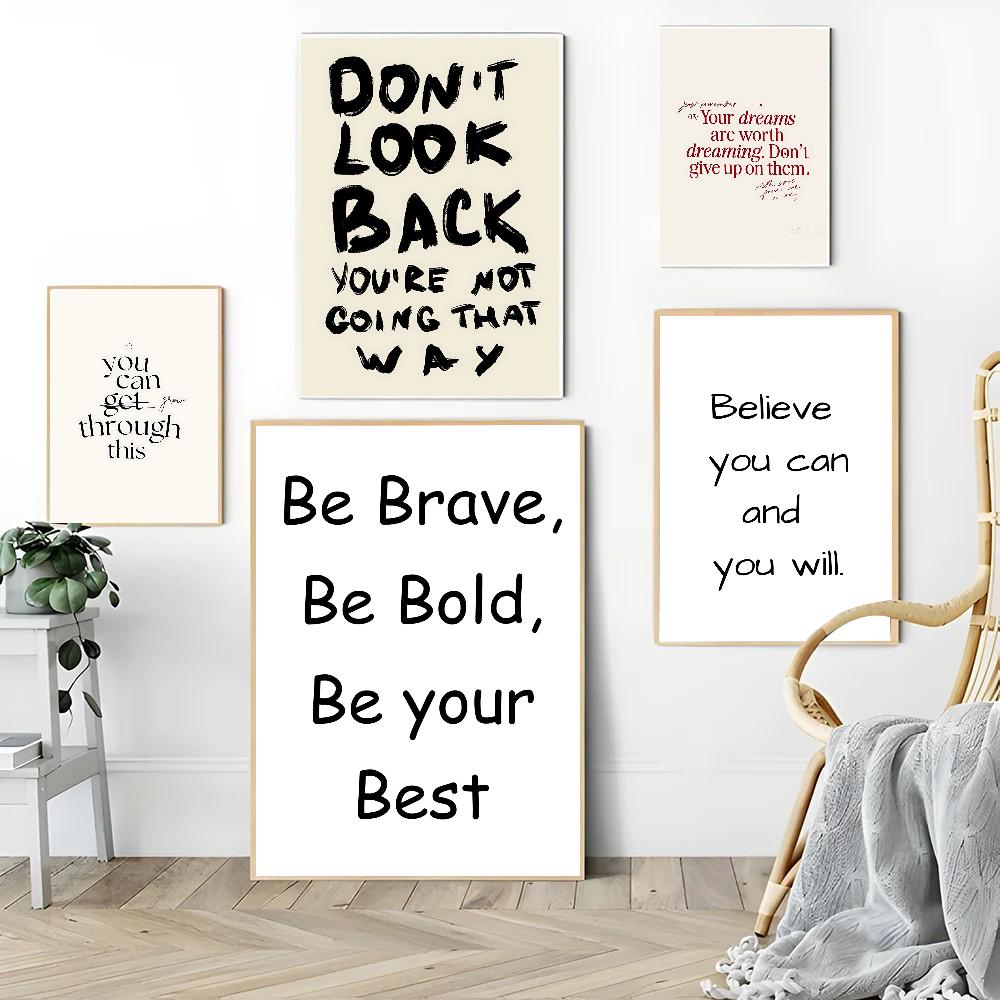 1PC Inspirational Quotes Poster Self-adhesive Art Waterproof Paper Sticker Coffee House Bar Room Wall Decor