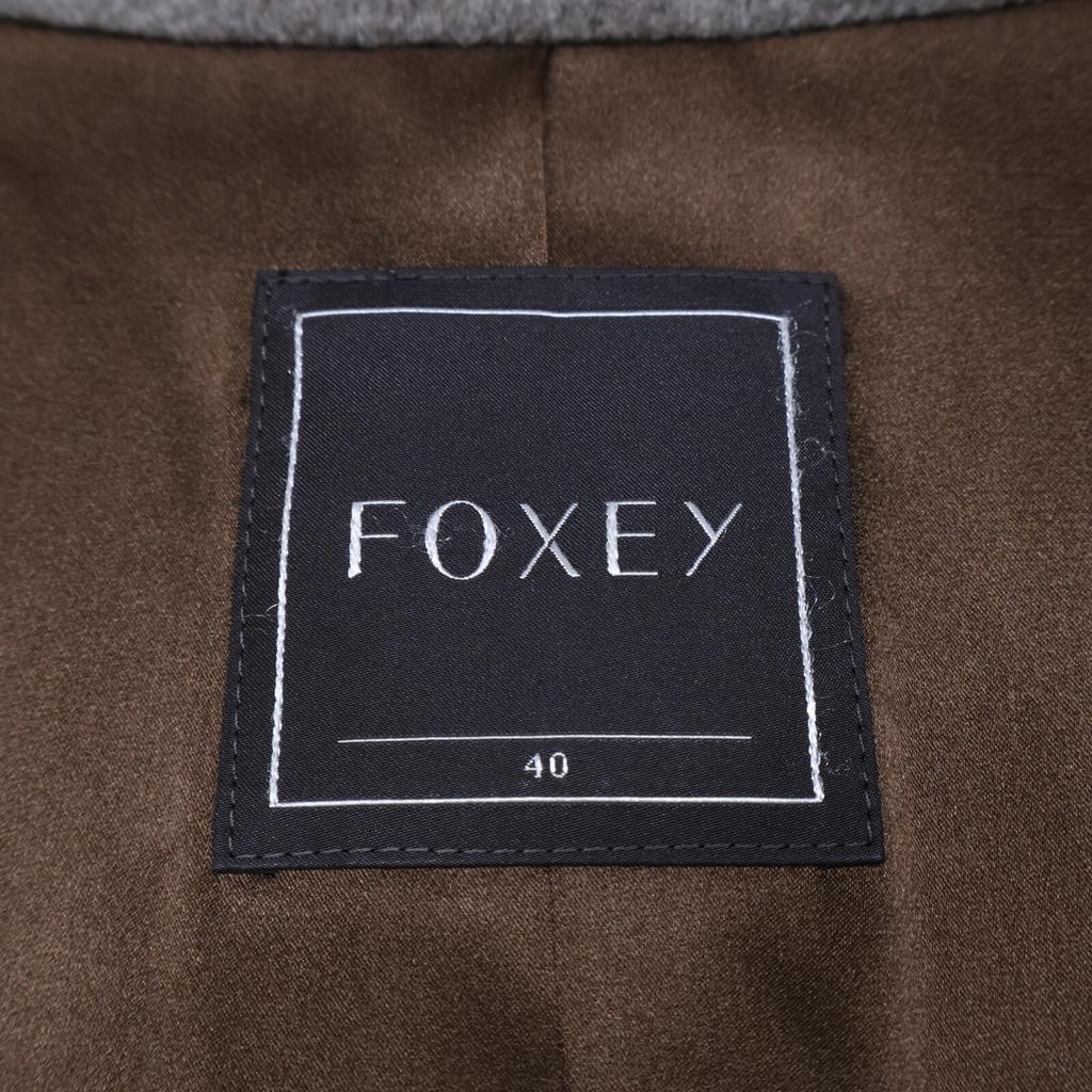 FOXEY [Good Condition] 33584-ACFE15KN Cashmerex Nylon Sable Fur Collar Leather Walnut Buttons Coat 40 greigeUsed