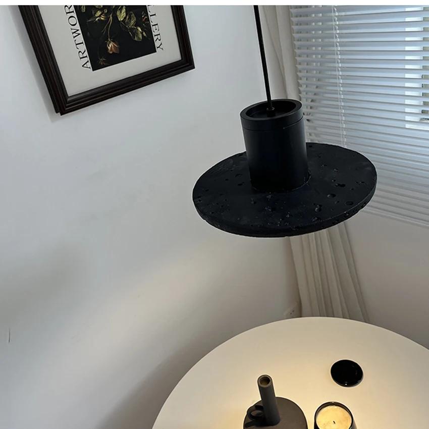 Modern Led Black Stone Pendant Light Nordic Creative Restaurant Bar Cafe Led Suspension Spotlight Bedroom Bedside Hanging Lamp