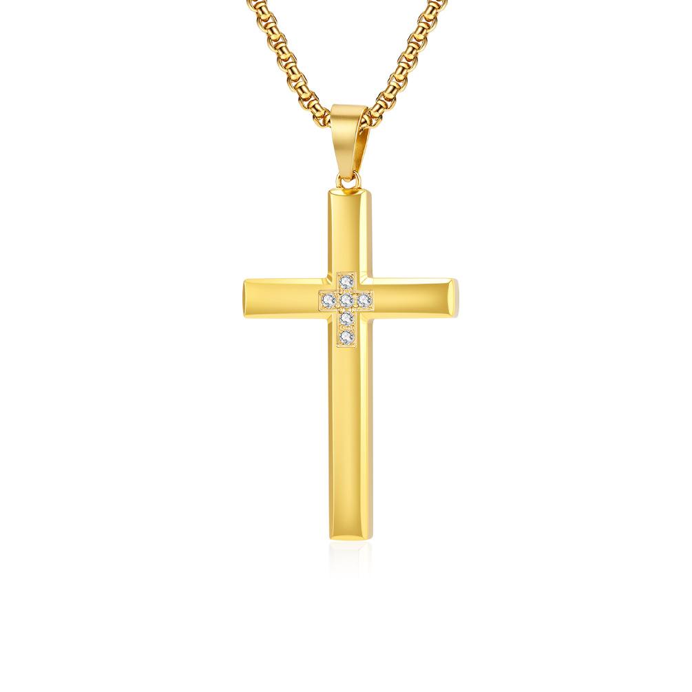 2025 Diamond Studded Cross Necklace for Men and Women, Simple, Fashionable, and High End Cross Pendant