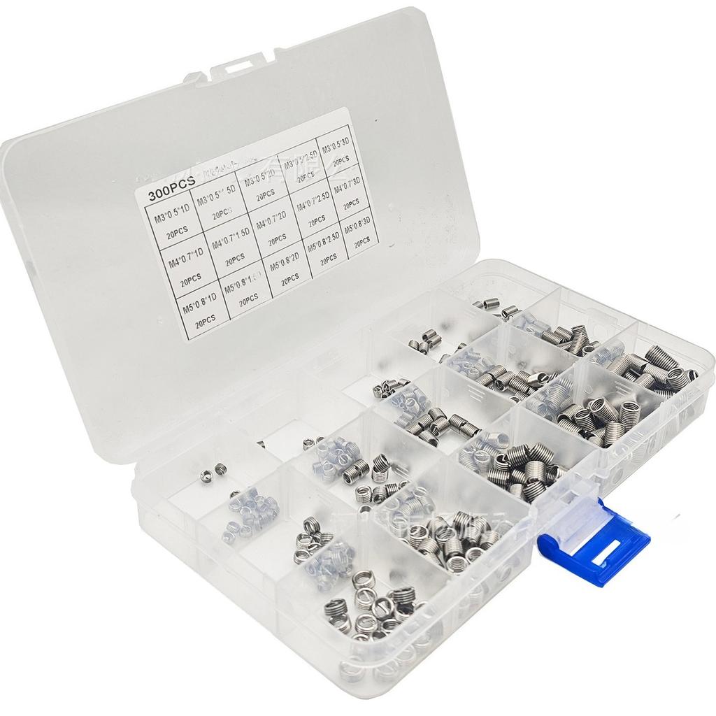 300Pcs Boxed 304 Stainless Steel Wire Thread Insert M3-M5 Thread Repair Helicoil Kit