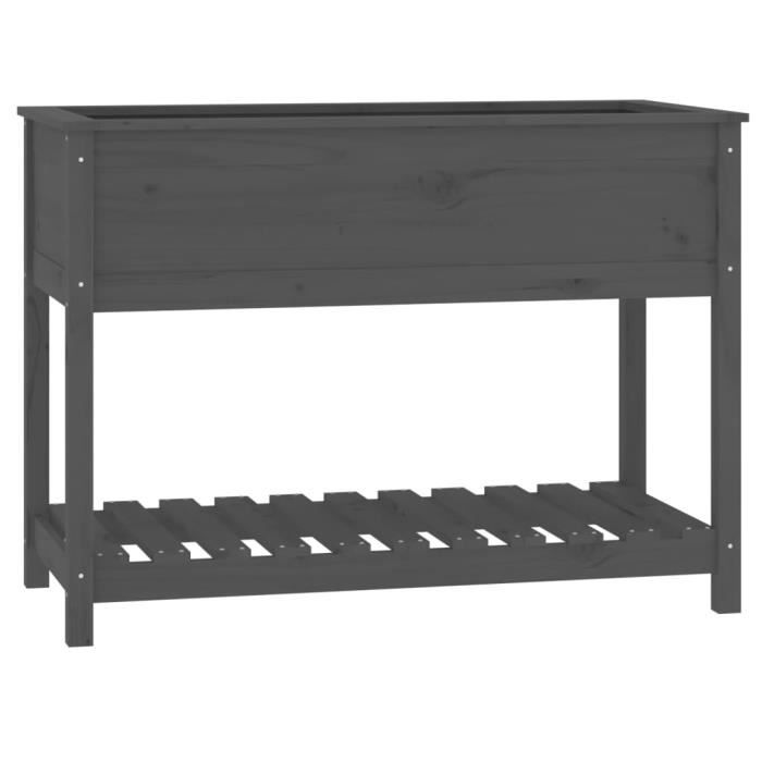 VidaXL Planter with Shelf Grey 111.5x54x81 Cm Solid Pine Wood 823789