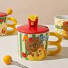 High-Value Wind Ceramic Cup With Lid Household Cute Couple Water Cup Gift Box Creative Souvenir