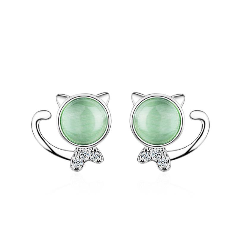 Fresh Kitten S925 Sterling Silver Stud Earrings - Cute Korean Style for Women, Perfect As Christmas Jewelry.