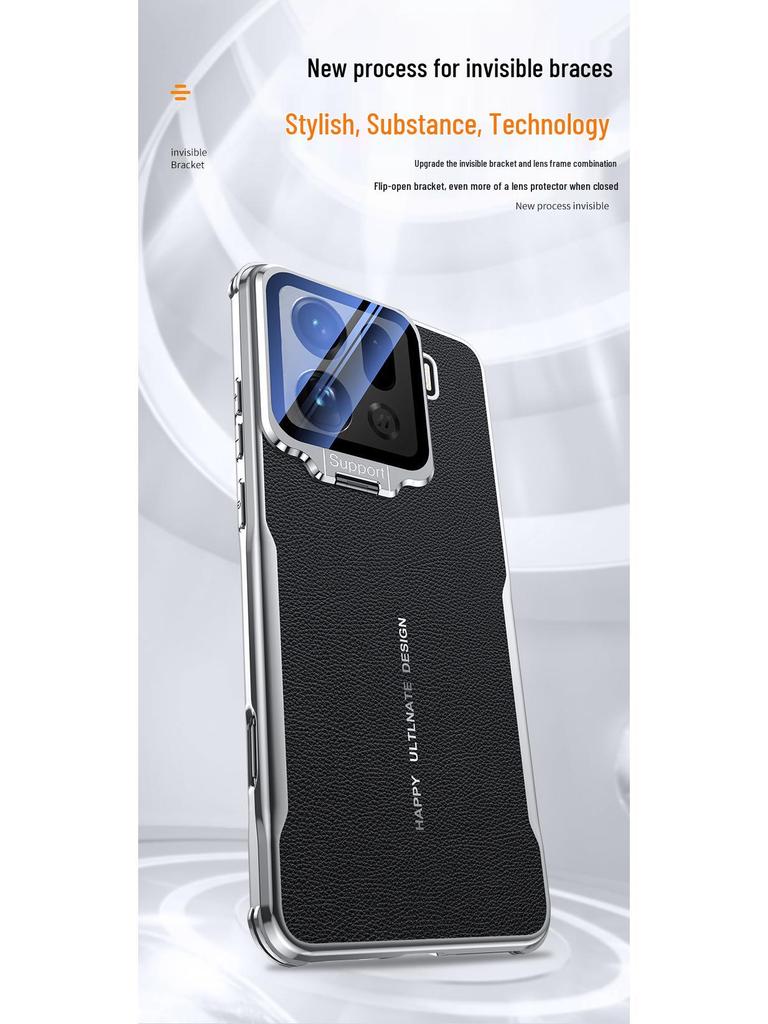 Cross-Border Oppo Find X9 Pro Leather Lens Bracket Airbag Case: High-End Protective Cover for Men & Women