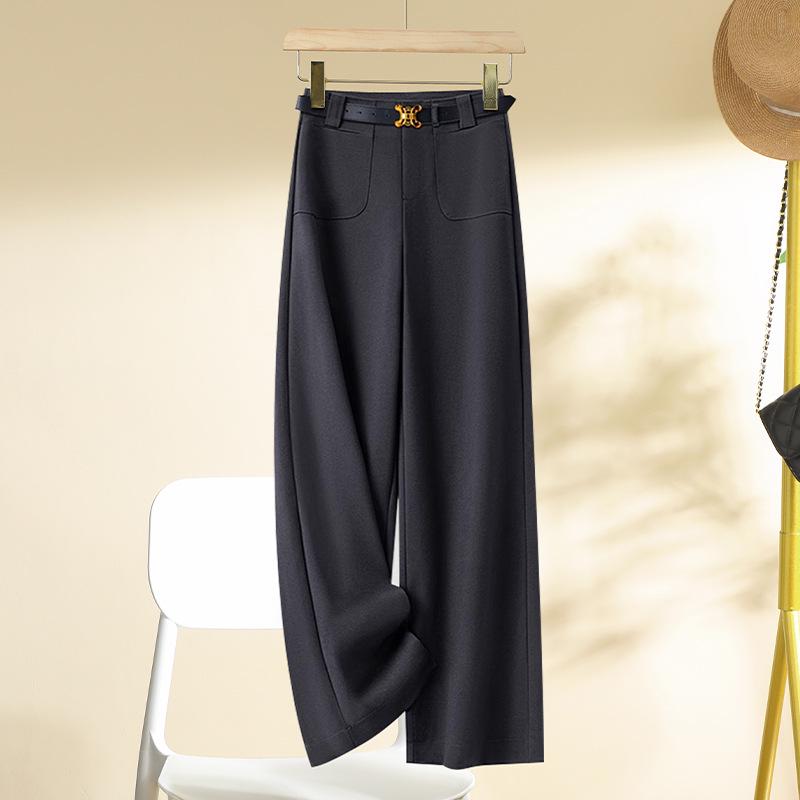 2024 Spring/Autumn Women's High-Waisted Red Angora Wide-Leg Suit Pants