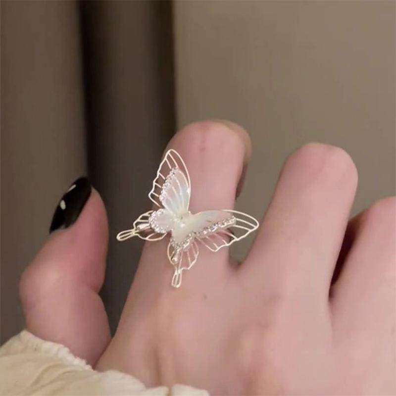 Double Layered Hollow Butterfly Ring For Women Girls Personalized Simple Index Finger Ring Jewelry Accessories Gifts