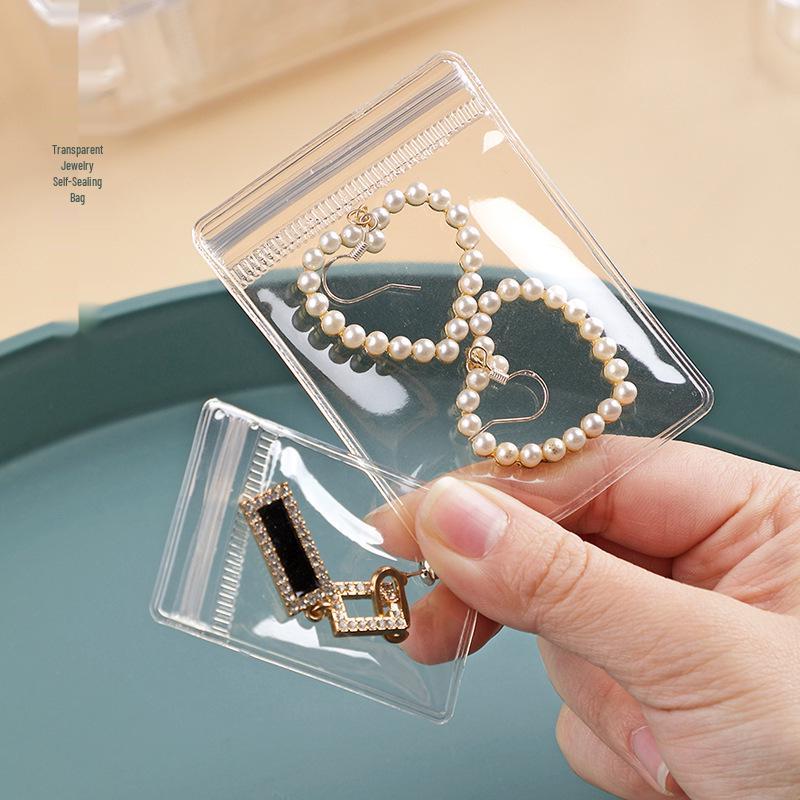 Self-Sealing Transparent PVC Jewelry Storage Bag for Earrings and Bracelets