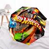 1 Guarda-chuva Automático Dobrável - Padrão Hot Wheels, Design Portátil e Dobrável com 8 Varetas, Presentes de Natal e Aniversário