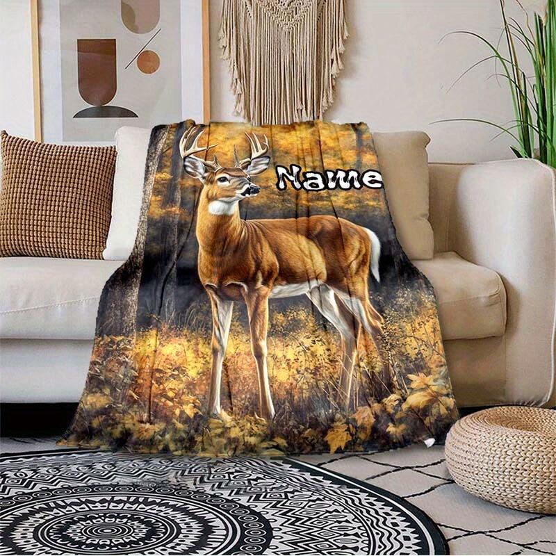 Deer Customize Your Name Blanket Warm Comfortable And Soft Blankets Are Suitable For Home Chairs Office Sofas Sofas Office Camping And Gifts For