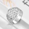 Elegant Flower of Life Rings Vintage Stainless Steel Gold Sacred Geometry Women Ring Anniversary Gift