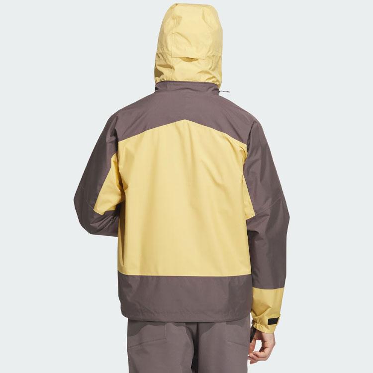 Adidas Color Block Logo Outdoor Sports Hooded Waterproof Windbreaker Men Outerwear Light-Yellow IS0285