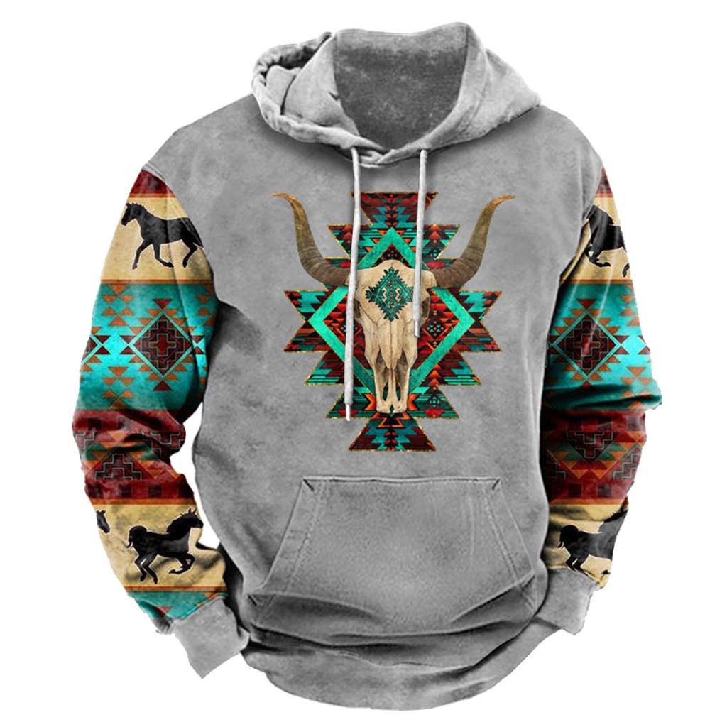 Fashion Print Loose Men's And Women's Long Sleeve Hooded Sweater