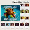 1117 Adorable Scottish Highland Cattle 11 Months Wall Calendar with Thickened Full-Color Illustrations Present for Animal Lovers