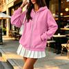 Women's Long Sleeve Color Hooded Loose Fit Zip-Up Jacket