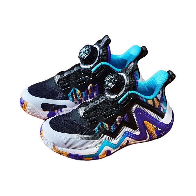 Anta Kids Reverse Scale Fabric Professional Basketball Shoes Comfortable Shock Absorption Low Top Kids sneaker Black Blue 312439955-3