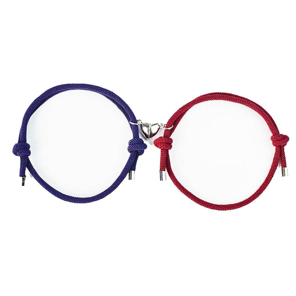 Handmade Couple Bracelet Contrasting Colors Fortune Bracelet Magnetic Heart Bracelet  Decoration