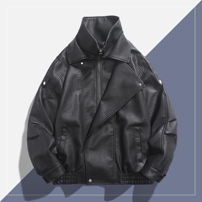New two-open flight jacket men's spring and autumn live broadcast top leather jacket tooling casual more