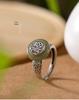 Retro Gilt Openwork Ruyi Ring: Natural Imitation Hetian Jade Peace Buckle with Auspicious Fu Character and Cloud Design for Women