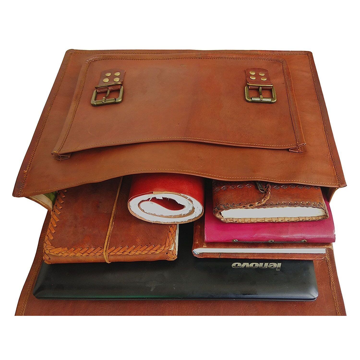 Ручной работы натуральная винтажная мужская кожаная сумка-мессенджер через плечо портфель — фото 4