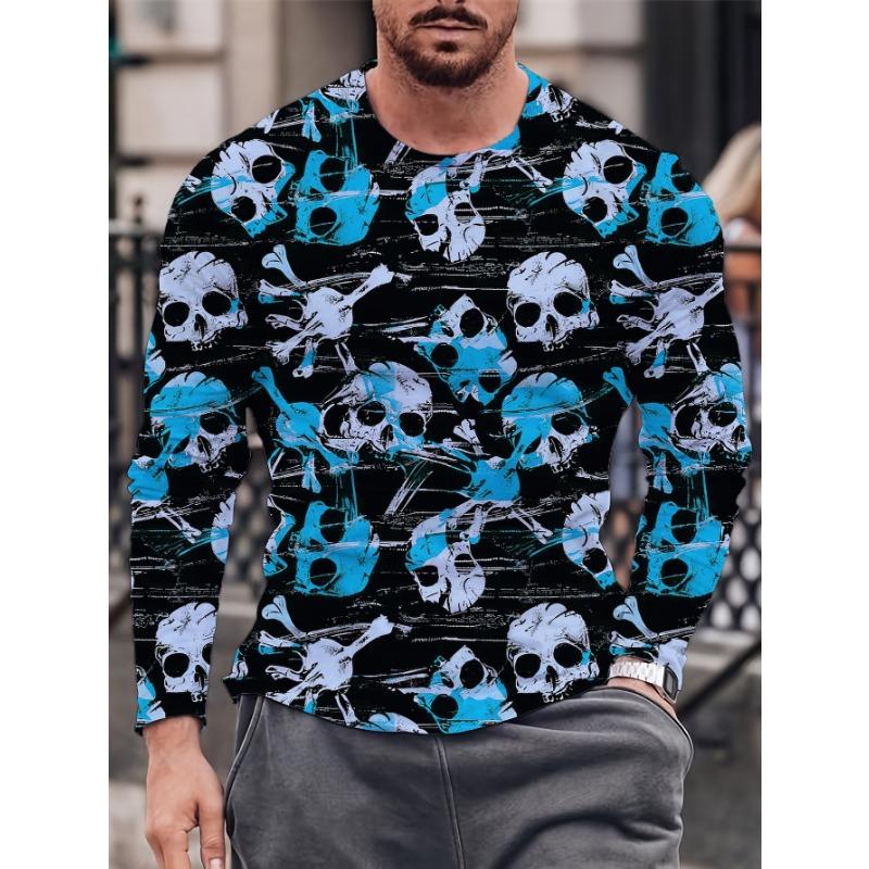 Fashion Pattern Printed T-shirt for Men and Women in Spring and Autumn Casual Outdoor Long Sleeved T-shirt Top Street Clothing