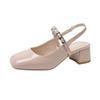 French Temperament Mary Jane Single Shoes Women's Thick Heel Bag Head Sandals 2025 Summer New One-pedal High Heels