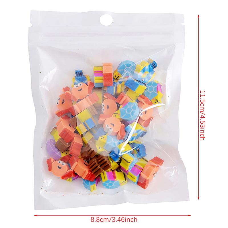 50Pcs/Bag Kawaii Eraser Creative Cartoon Mini Pencil Rubber Animal Fruit Christmas Erasers For Kids School Stationery Supplies