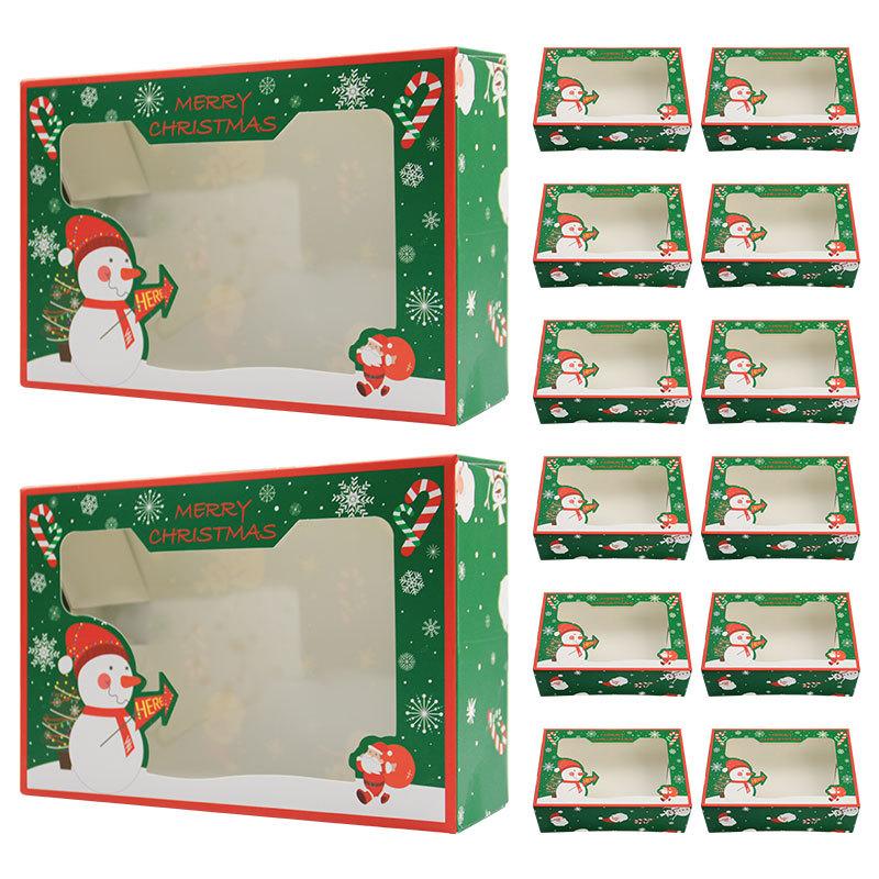 Christmas White Card Window Opening Cookie Box, Christmas Window Opening Pvc Integrated Discount-Free Gift Packaging Carton