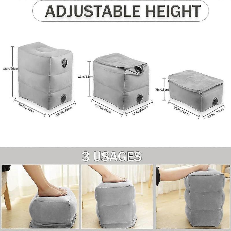 Travel Inflatable Footrest, Adjustable Three-Layer Height Footrest, Suitable For Airplanes, Cars, Ho