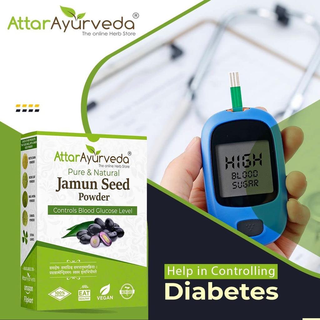 Attar Ayurveda Polvere di Semi di Jamun 500 g Polvere Erboristica Naturale Per la Routine di Benessere Quotidiano Texture Liscia Uso Multiuso
