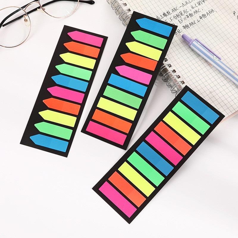 Transparent Sticky Note Strips: Fluorescent Color Arrows, Strong Adhesive, Reusable Index Stickers