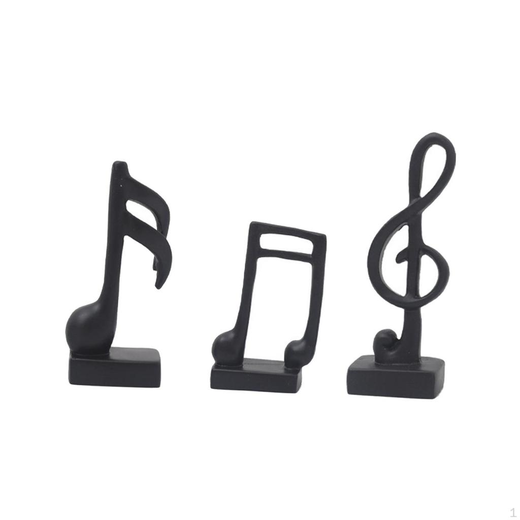 3 Pcs Modern Musical Notes Statues Sculpture Symbol Crafts Resin Figurine Music