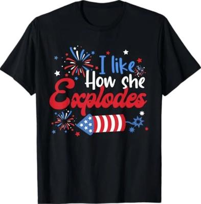 I Like Her Fireworks Explodes Funny Couple 4th of July T-Shirt