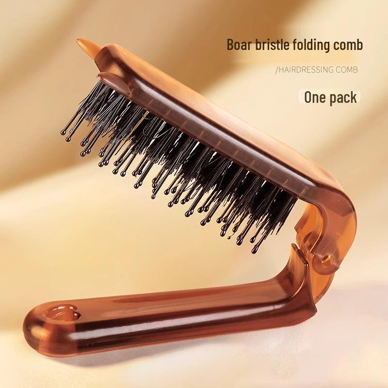 

Янтарная складная расческа с имитацией щетины кабана - Антистатическая, нежная к коже головы, портативная для путешествий