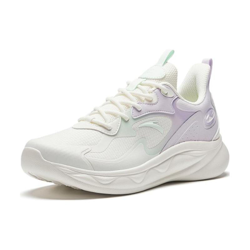 Anta Mianbomb 2 Cushioning Slip Resistant Abrasion Resistant Low Top Sprint Running Shoes Women's White Purple Sneakers 922345577-1