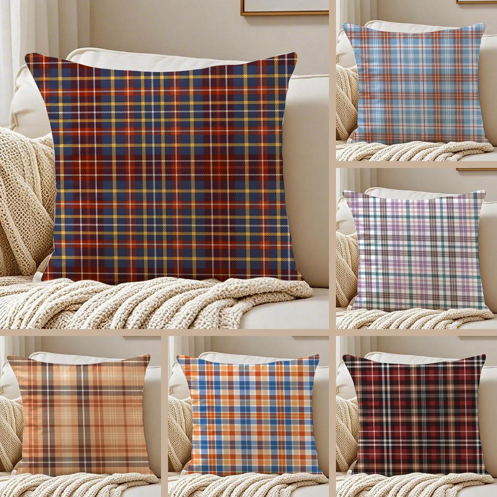Fashionable Check Pattern Design Cushion Cover Pillowcase Antidustmite living Room Sofa Decor Cushion Room