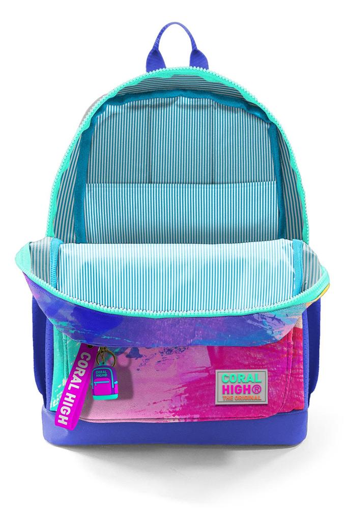 Coral High Kids Colorful Airbrush Patterned Patterned Four Compartment School Backpack 23738