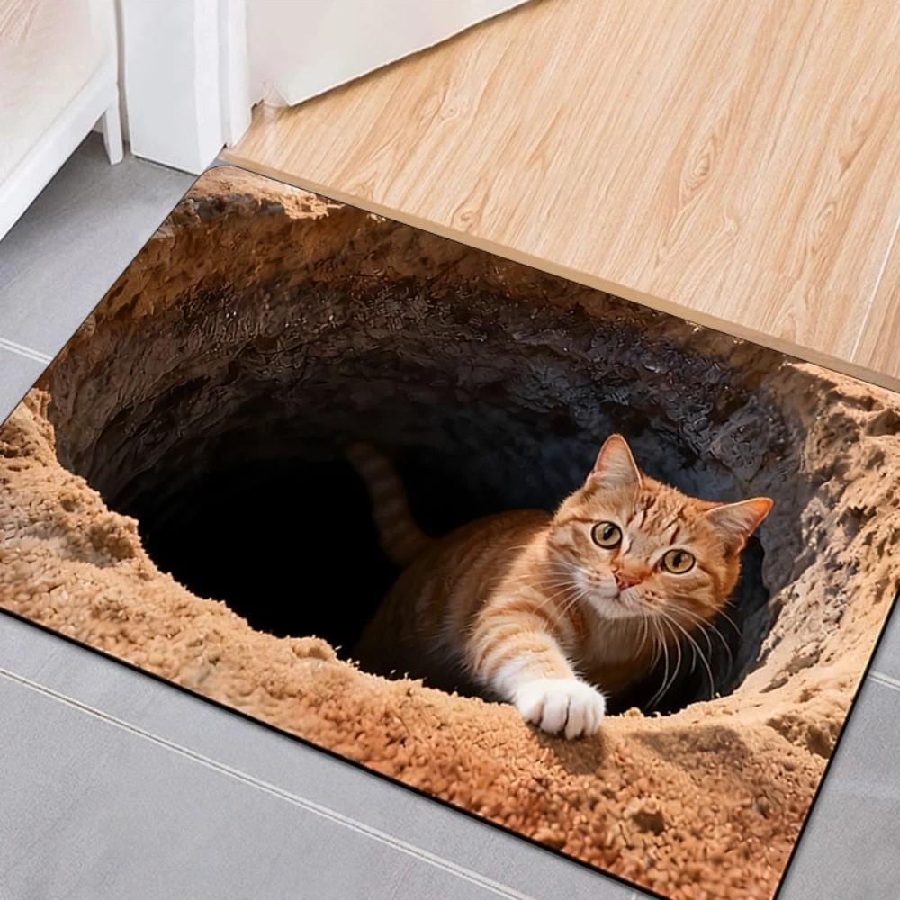 

3D Flat Optical Illusion Doormat Water-absorbing Non-slip Bathroom Carpet Abrasion-resistant Durable Bedroom Door Rug Home 40-60CM