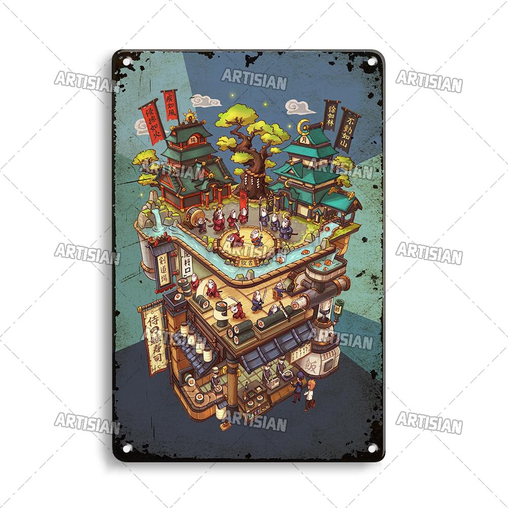 Japanese Comics Metal Poster Food Metal Tin Sign Wall Plate Kitchen Man Cave Cafe Metal Plaque Rusty Industrial Decor