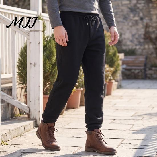 Warm Pants for Winter Sports Men Fleece Lined Joggers, Thickened Sweatpants with Ribbed Ankle Cuffs, Joggers Athletic Trousers Outdoor Daily Wear Mens