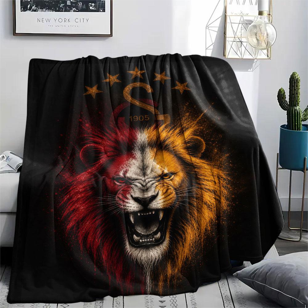 Galatasaray Spor Kulübü Printed Flannel Blanket, soft throw for bedroom sofa, washable, fan merchandise, great gift.