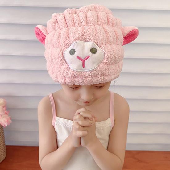 Hair Dry Hat Cartoon Quick-dry Strongly Absorbent Non-shedding Coral Fleece Cute Sheep Dry Hair Towel Bathroom Supplies
